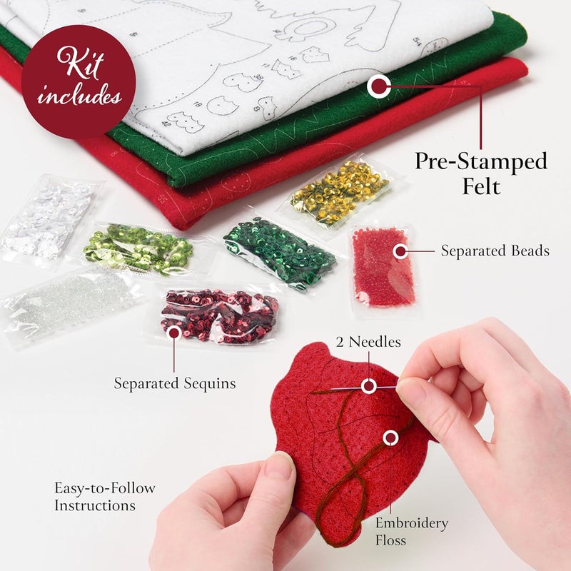 Bucilla Felt Applique 18" Stocking Making Kit, Penguins at Play, Perfect for DIY Arts and Crafts, 89481E - Image 3
